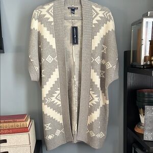 NWT Living American Rustic Sweater Cardigan (Gray/White) L